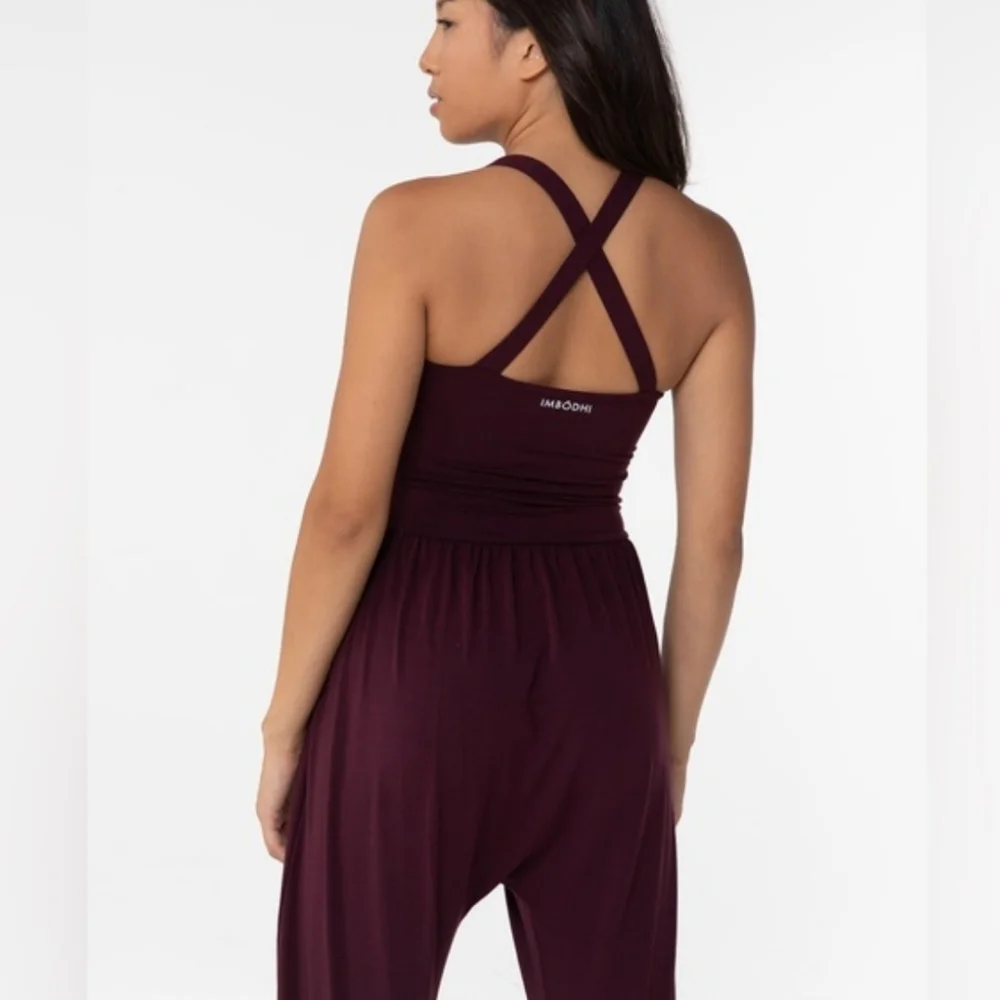 Imbodhi Bohdi Jumper Jumpsuit Burgundy Size Medium Minimalist Yoga Loungewear - Picture 3 of 14